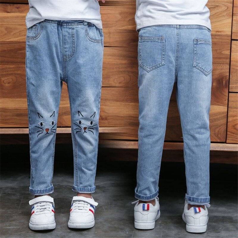 Mode Meisjes Jeans Baby Meisje Lente Cartoon Kleren Herfst Denim Broek Tieners Lange Broek Broek Kids 3 Te 14 Jaar