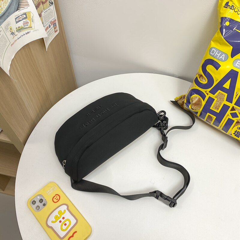 Süße brusttasche, japanische schultertasche mit großem fassungsvermögen, macaron-mädchen-stil, lässige schräge umhängetasche, bauchtasche für studentinnen: Schwarz