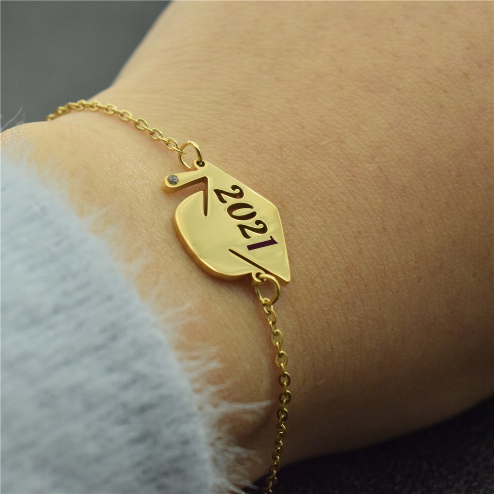 Dr Hoed Afstuderen Armband Voor Vrouwen Beste Vrienden Minimalistische Graduation Sieraden Roestvrij Staal Gouden Armband Femme: Bracelet / Silver Color