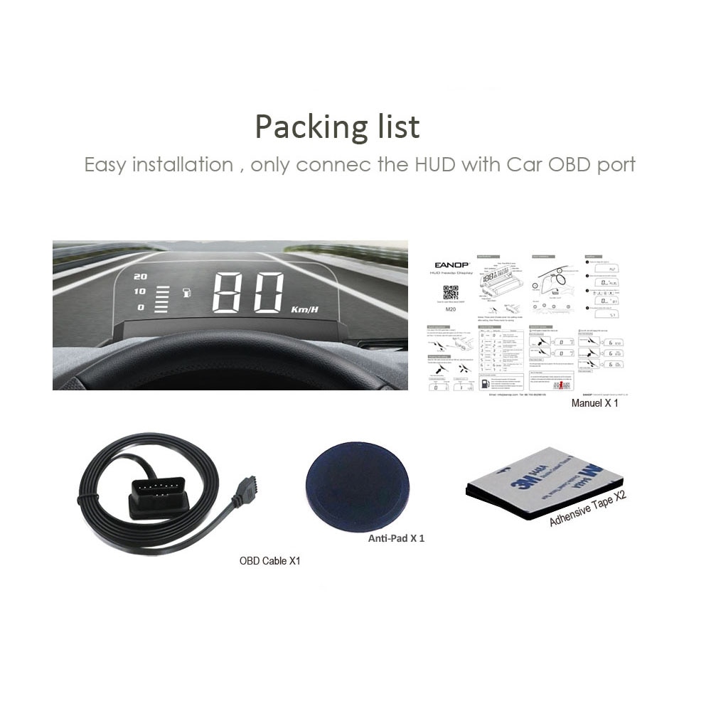 EANOP iSmart-C HUD Head-up display OBD2 Speedometer Projector Car Voltage Oil Consumption monitoring For Universal Cars