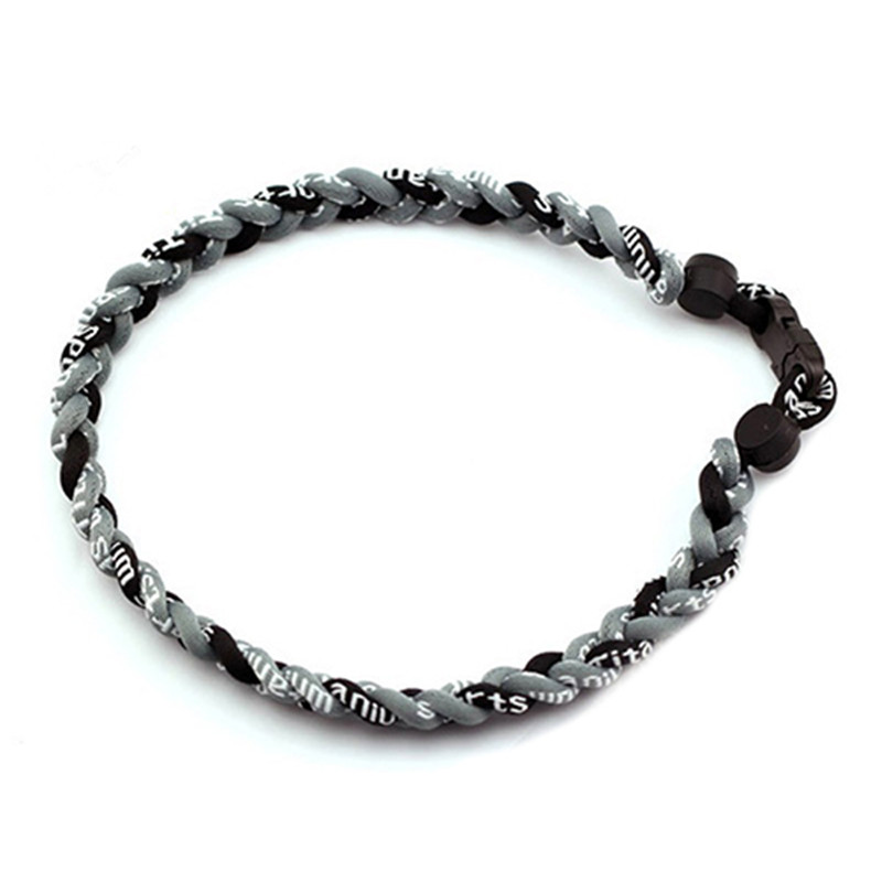 Popular electronic music style Germanium titanium hand-woven silicone necklace Tornado energy sports necklace: grey and black / 45cm