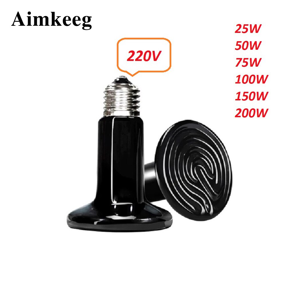 Reptil Infrared Heater Bulb 220V Heating Lamp 25/50/75/100/150W for Tortoise Lizards Etc Reptil Pet Ceramic Heat Emitter Bulb