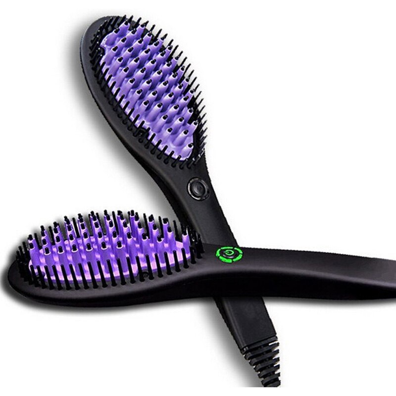 Professionele Elektrische Stijltang Kam Ptc Verwarming Haarverzorging Styling Snelle Haar Ijzer Rechttrekken Brush Eu Plug