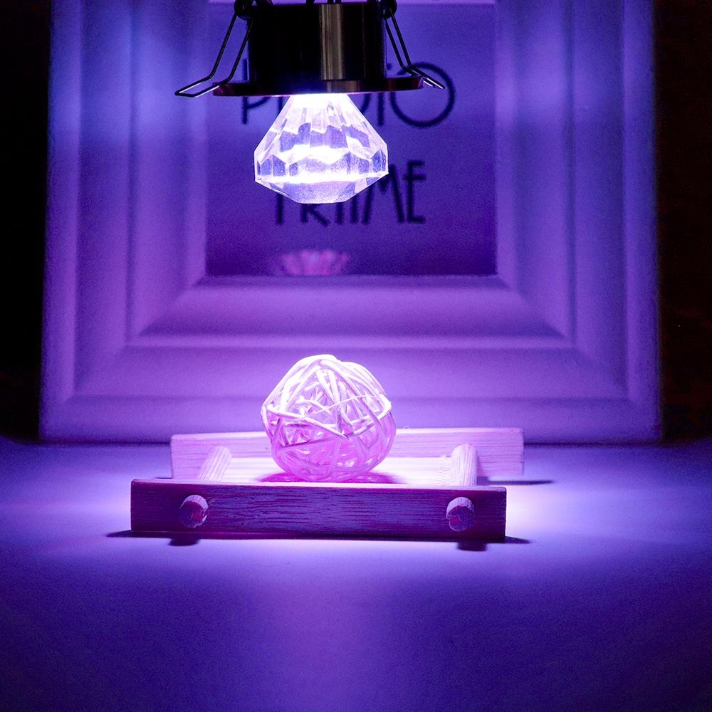 5PCS Luxurious LED Spotlight Mini Led Spot Light Cabinet Lamp Bulb 3W Diamond Ceiling Down Lighting AC85-265V Gold Aluminum JQ: Purple 