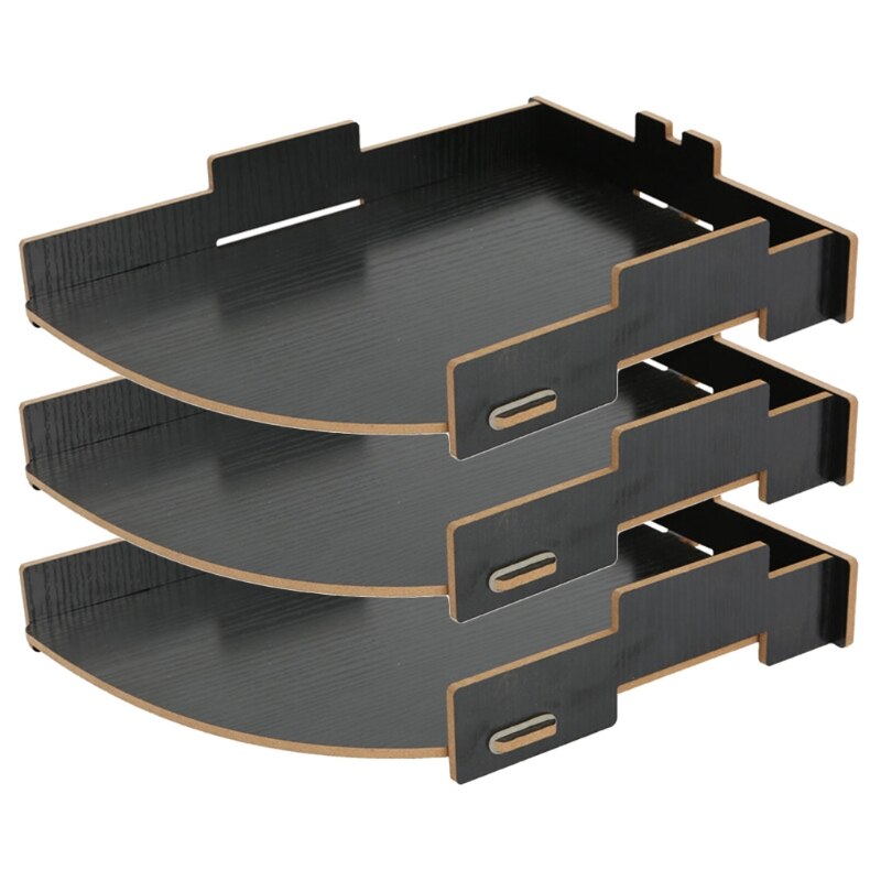 Wood Desk Organizer File Paper Storage Holder Stand Office Bureau Sorter Container