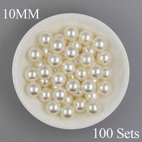 Runde perle nitter perle hvide knopper og pigge til tøj / hatte / bukser diy nitte perler knopper til læder 6/8/10/12/14/16/20mm: 10mm 100 sæt