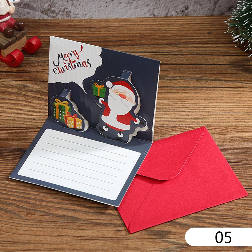Joyeux noël bonhomme de neige cartes de bénédiction 3D dessin animé enfants Mini belle bonne année carte de voeux avec enveloppe carte postale: styl8