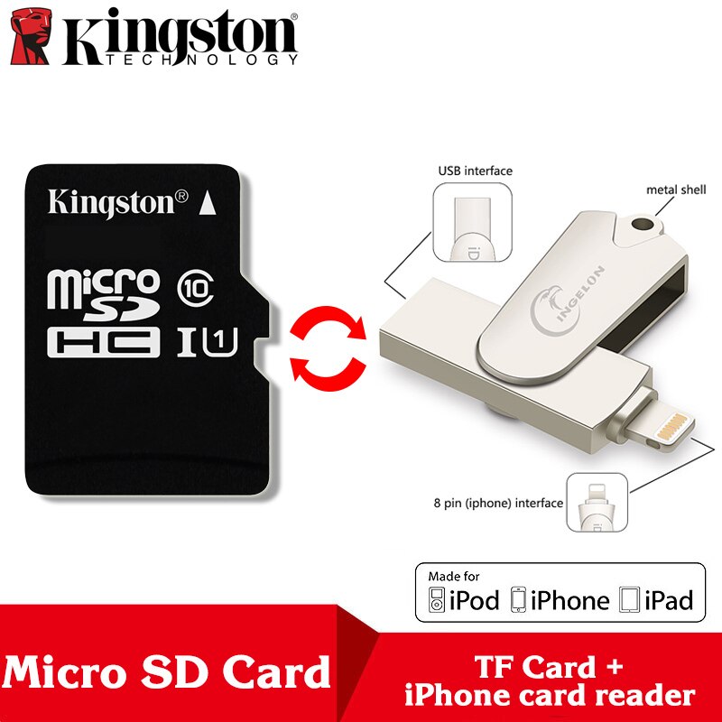 Kingston Microsd 8gb 16gb 32gb 64gb 128gb 256gb Memory Card Class 10 SDHC TF Card With Card Adapter/Reader for iphone&Laptop