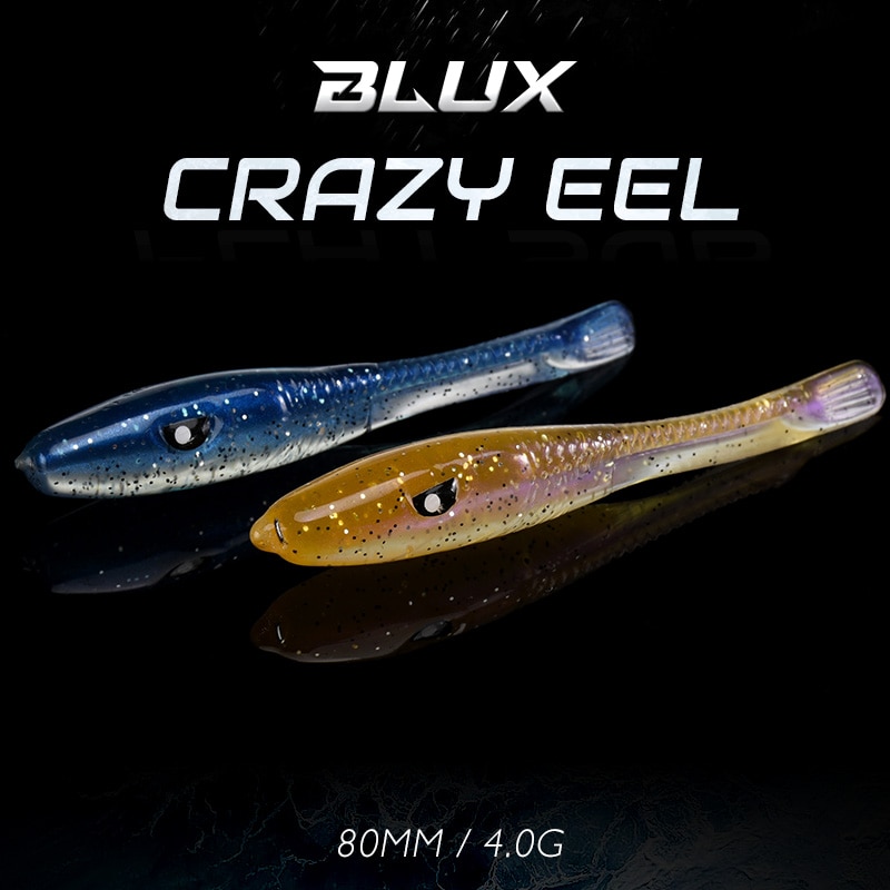 Blux skøre ål 80mm 8 stk / taske blød fiskeri lokke havabbor kunstig lokkemad silikone orm shad nødfisk saltvand bas fiskeri