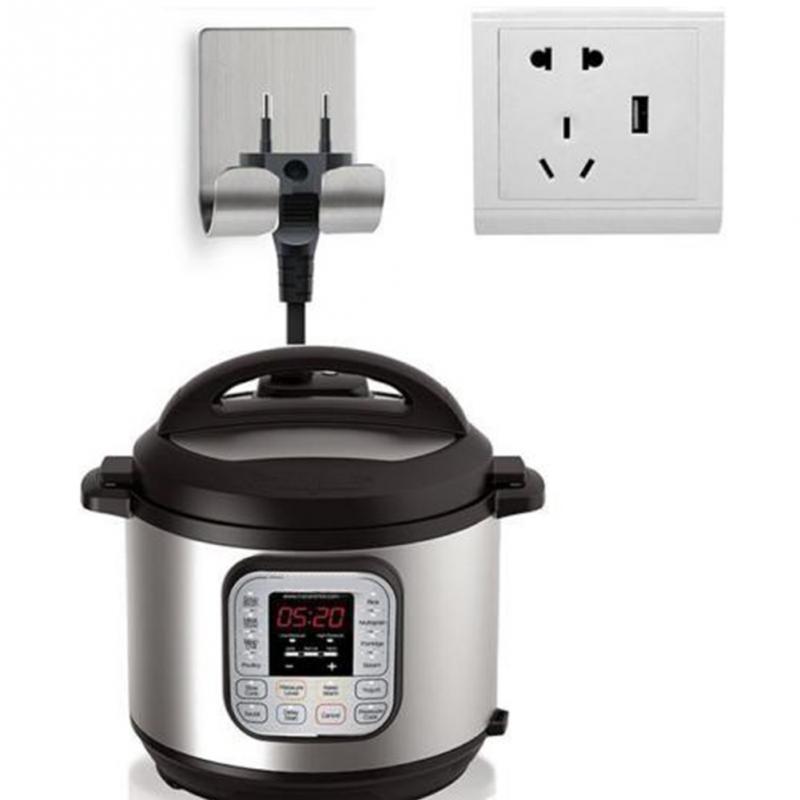 Plug Hook Practical Wall Hook Stainless Steel Self Adhesive Hook Plugs Storage Door Hanger Sticking Double Socket Rack Cable Key