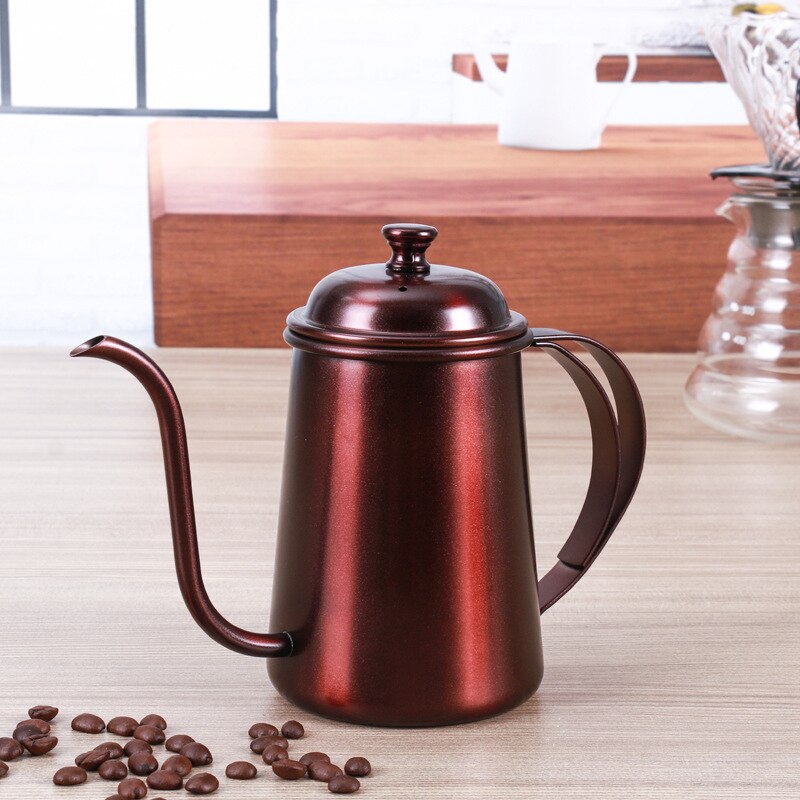 Roestvrij Staal Koffie Pot 650Ml Lange Mond Zwanenhals Uitloop Waterkokers Drip Pot Koffie Makers Werpers Theepot Koffiekan Voor Barista: Bronze