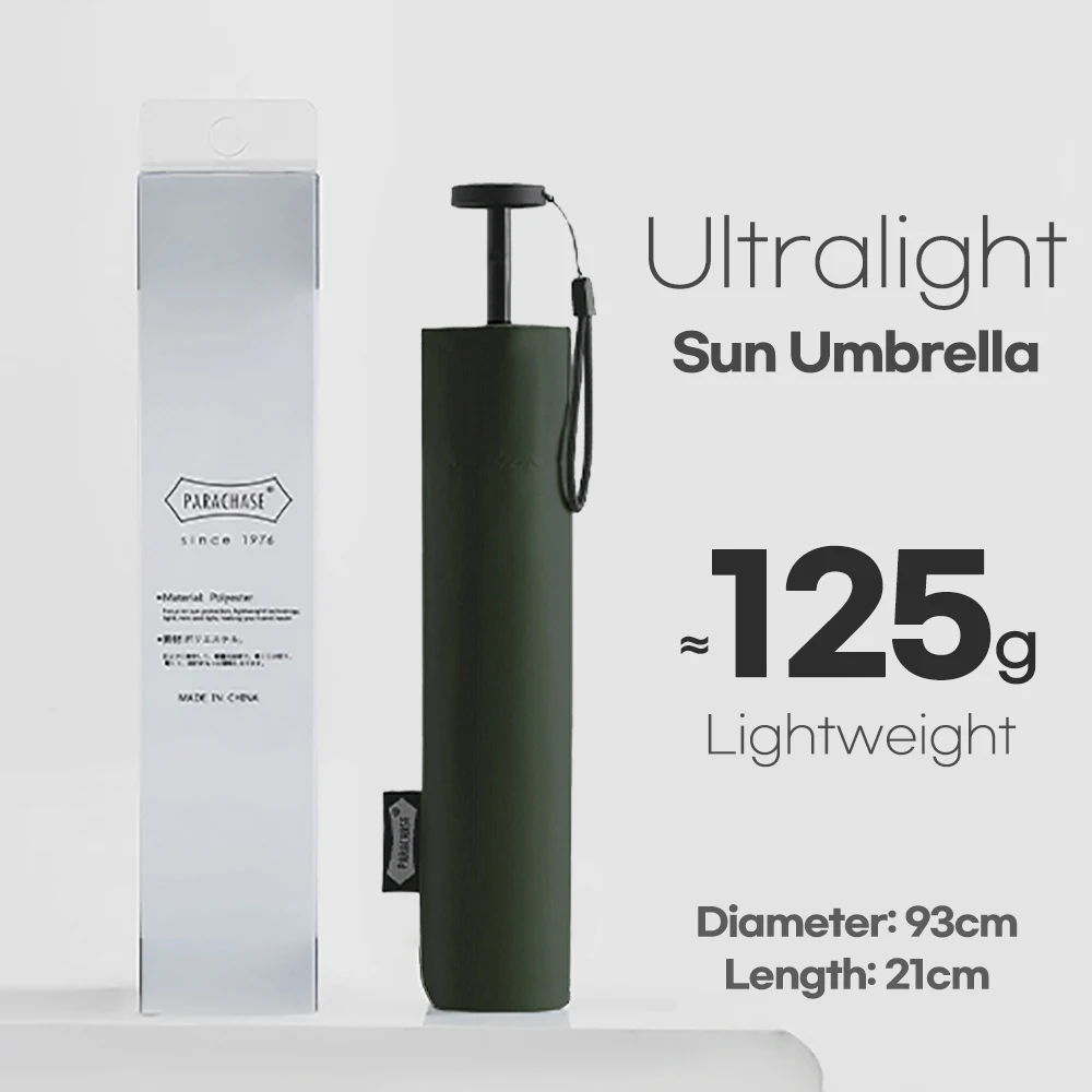 Parachase Bleistift, faltbar, UV-Regenschirm, Kohlefaser, Anti-UV, für Reisen, leicht, Sonnenschirm, winddicht, tragbar, Sonnenschirme: Grün