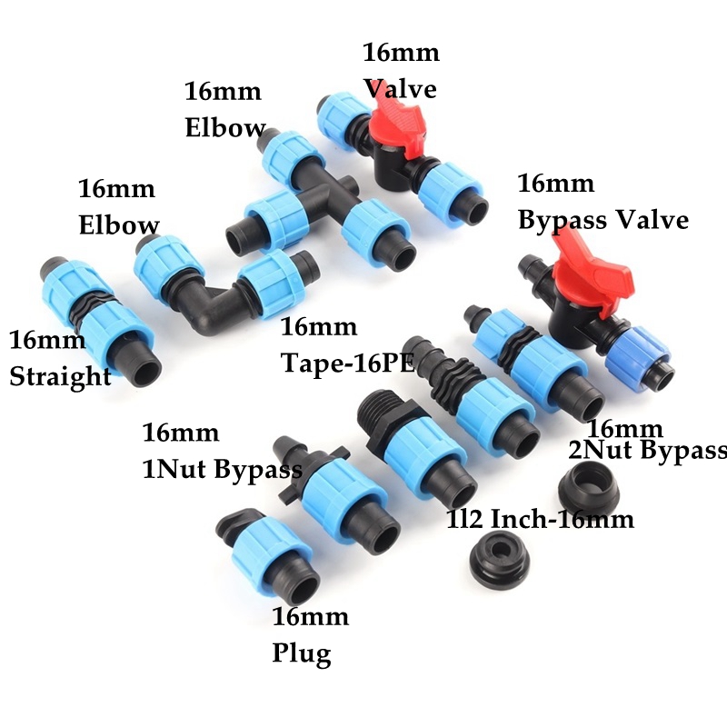 2 stücke 16mm Tropf Irrigaton Schlauch Anschlüsse Tropf Schlauch Armaturen Schloss Mutter Rohr Gelenke Micro Bewässerung System Garten Wasser stecker