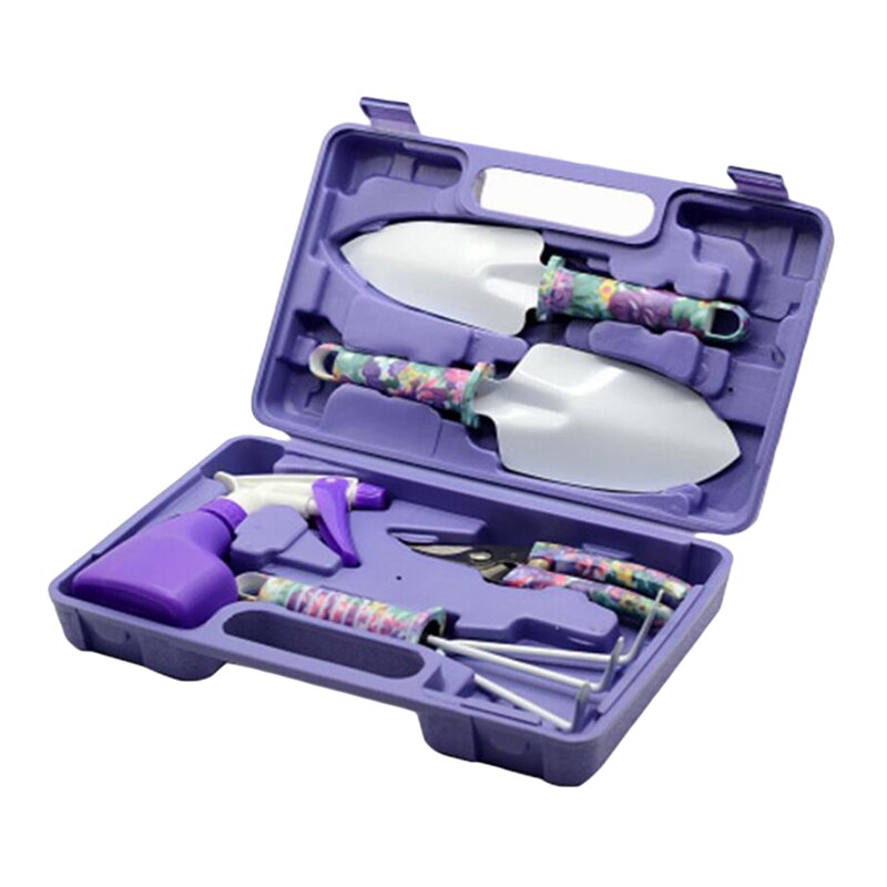 5 Pieces/Set Home Garden Tools Set Lightweight Gardening Tools Kit Non-slip Handle Garden Hand Tool durable: Purple