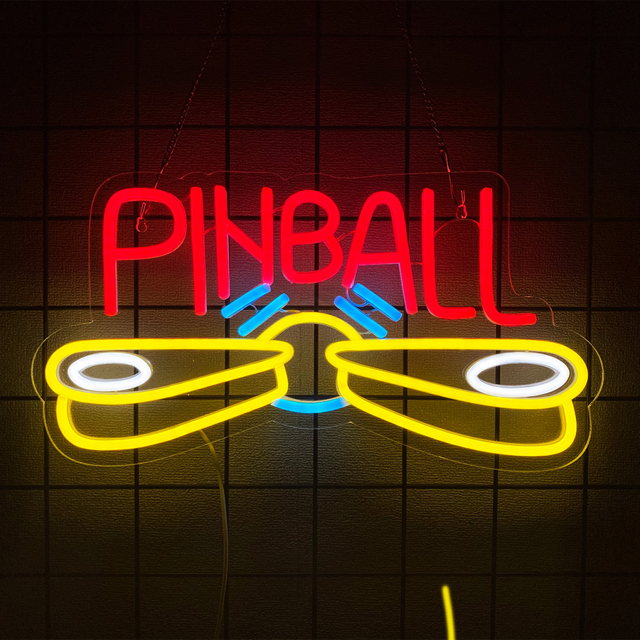 Pinball Neon Sign USB Powered for Wall Decor,LED Light Up Sign for Game Room Club Man Cave Neon Signs Decor Birthday Party: Default Title