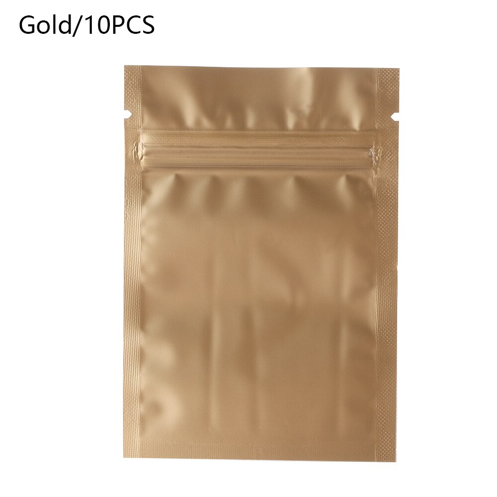 10 stk miljøvenlig aluminiumsfolie lille pose organisation blank varmeforsegling flad lynlås detail opbevaringspose: Guld -10 stk