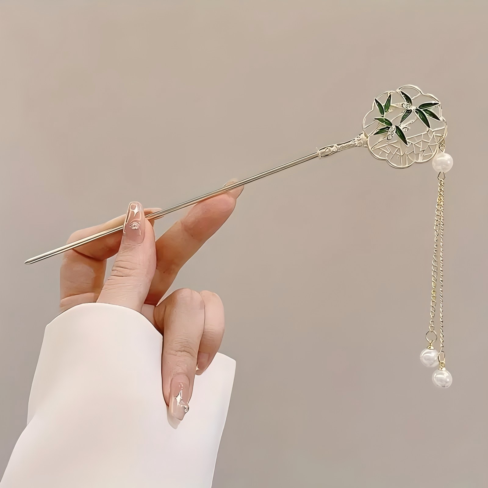 Pinza para el pelo de estilo chino , palo para el pelo con borla, Floral tradicional, accesorio de peinado, joyería para mujer, horquilla