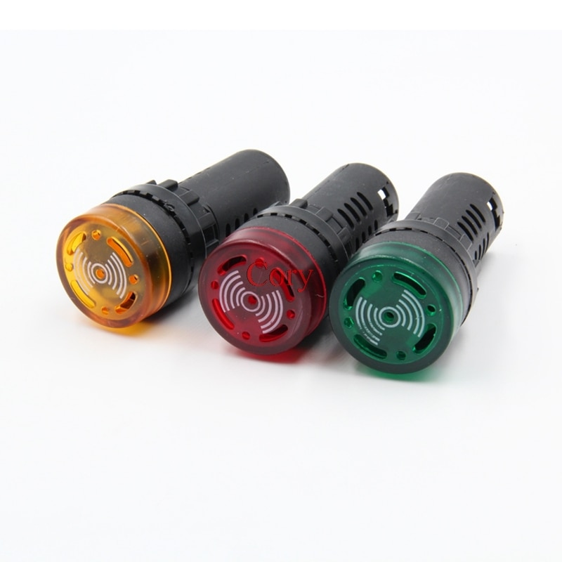 1PC Panel Mount 22mm led Indicator buzzer The flash light 12V 24V 110V 220V buzzer Intermittent sound CZYC