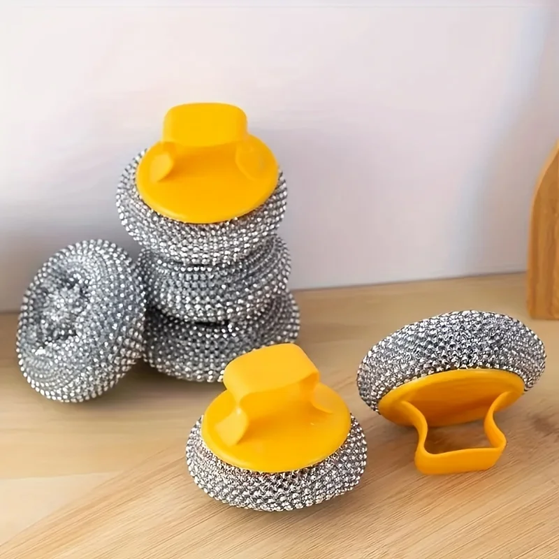 1 spazzola metallica con manico per la pulizia di pentole in ferro, spazzola per la pulizia della lavastoviglie con manico, colore casuale