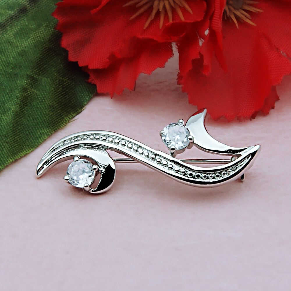Sterling Silver Brooch - Women's Flower Design - 925 Silver Jewelry