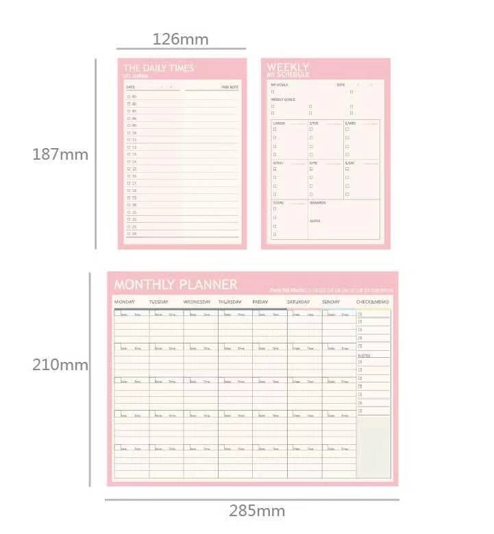 Korea Stationery Memo Notepad Month Day weekly planner Mini Notebook For Student Classmate stickers Office 365 plan
