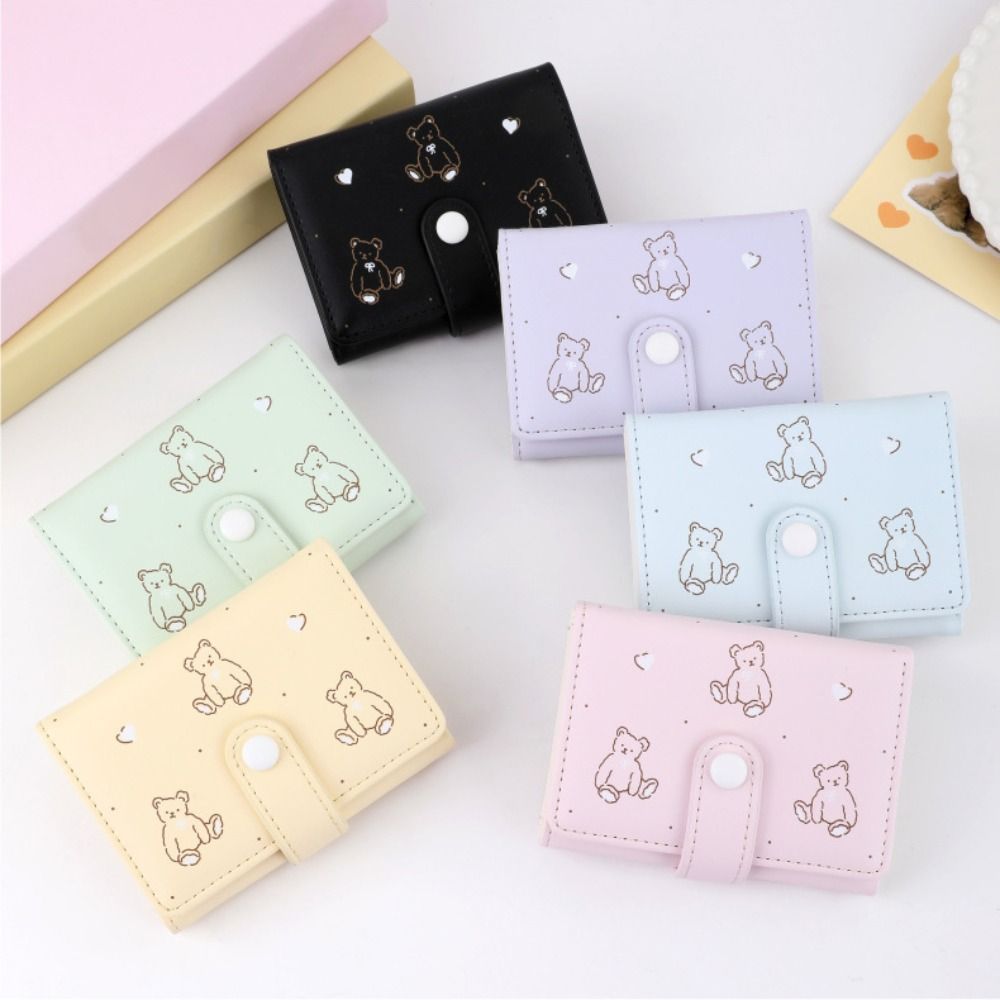 Kreative Bär Drei-fach Brieftasche Cartoon Koreanischen Stil Kurze Brieftasche PU Leder Karte Halter Frauen Geldbörse Student