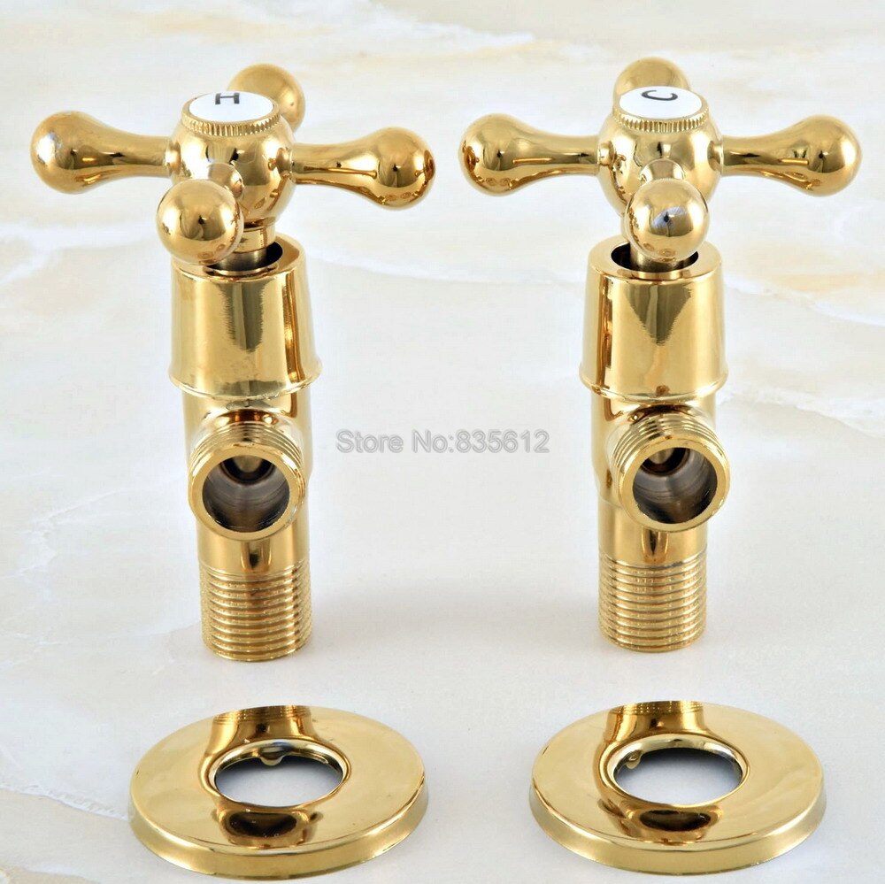 Válvula de tope de ángulo de latón para baño, accesorio de Color dorado de 1/2 "macho x 1/2" macho, con acabado dorado, tav013