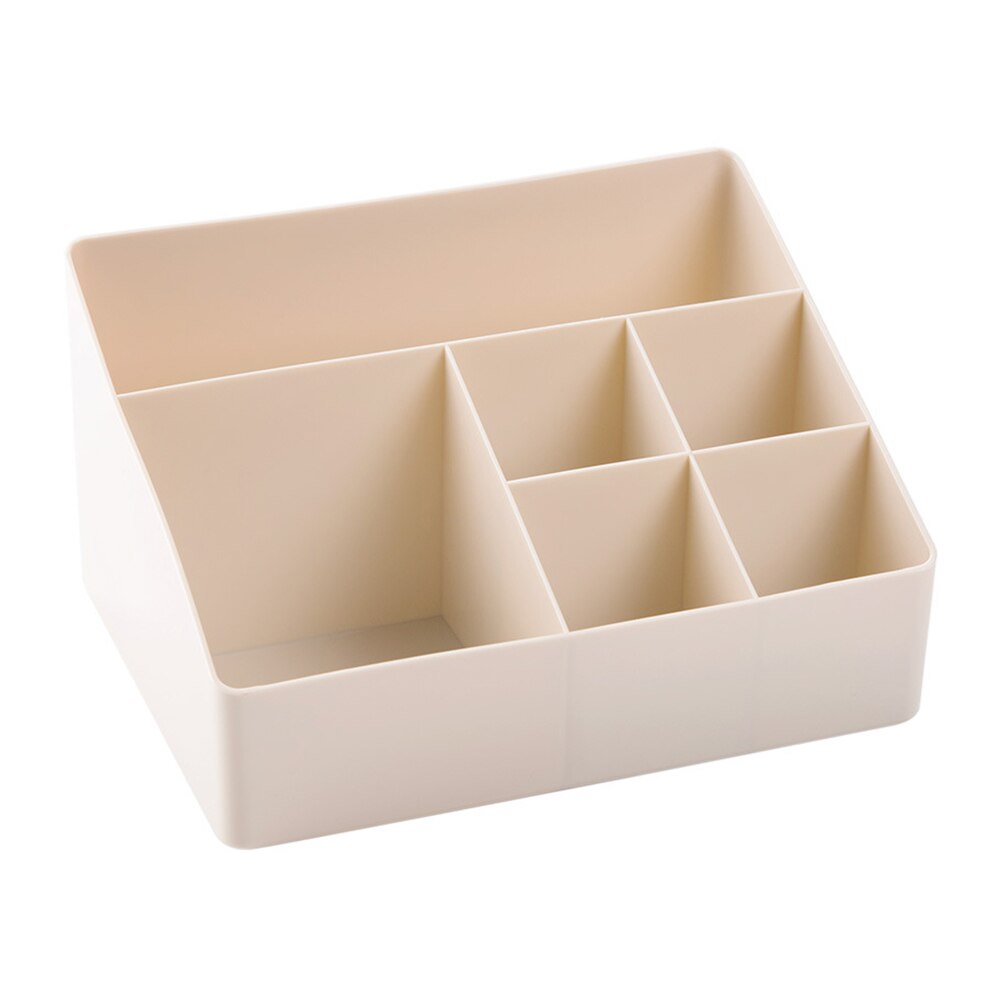 Organizador de maquillaje de escritorio de 6 rejillas, caja de almacenamiento de cosméticos, soporte para pincel y lápiz labial, suministros para el hogar y la Oficina: Apricot