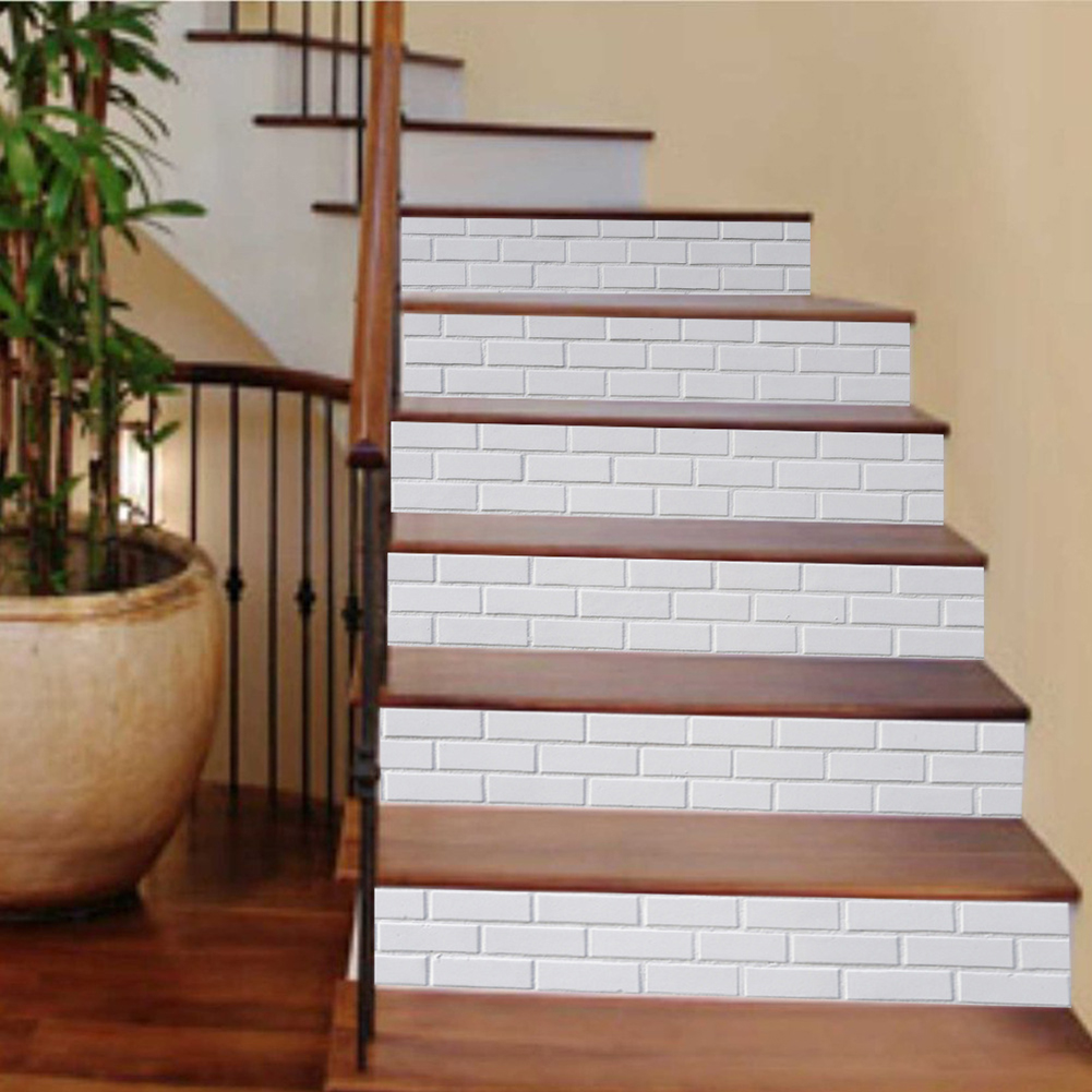 6Pcs Wall Brick Effect Self Adhesive Decal Stickers Home Background Stairs Decor