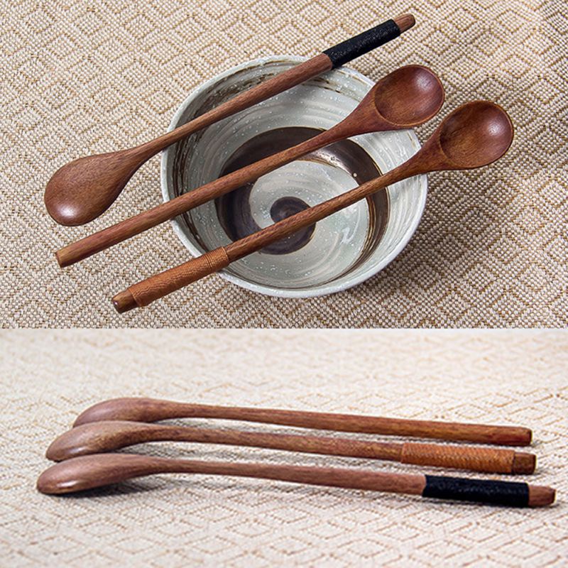 Wooden Lotus Long Handle Spoon Coffee Spoon Stirring Spoon Wooden Spoon