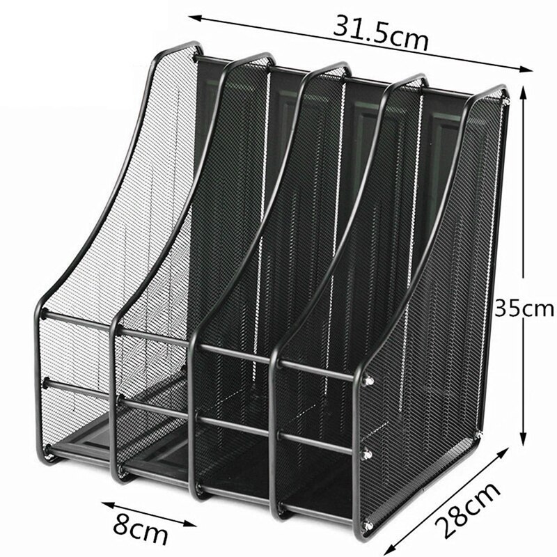 Magazine File Rack, 4-Section Metal Durable and Strong File Desk Storage Rack, Suitable for Office, Home, Net Box