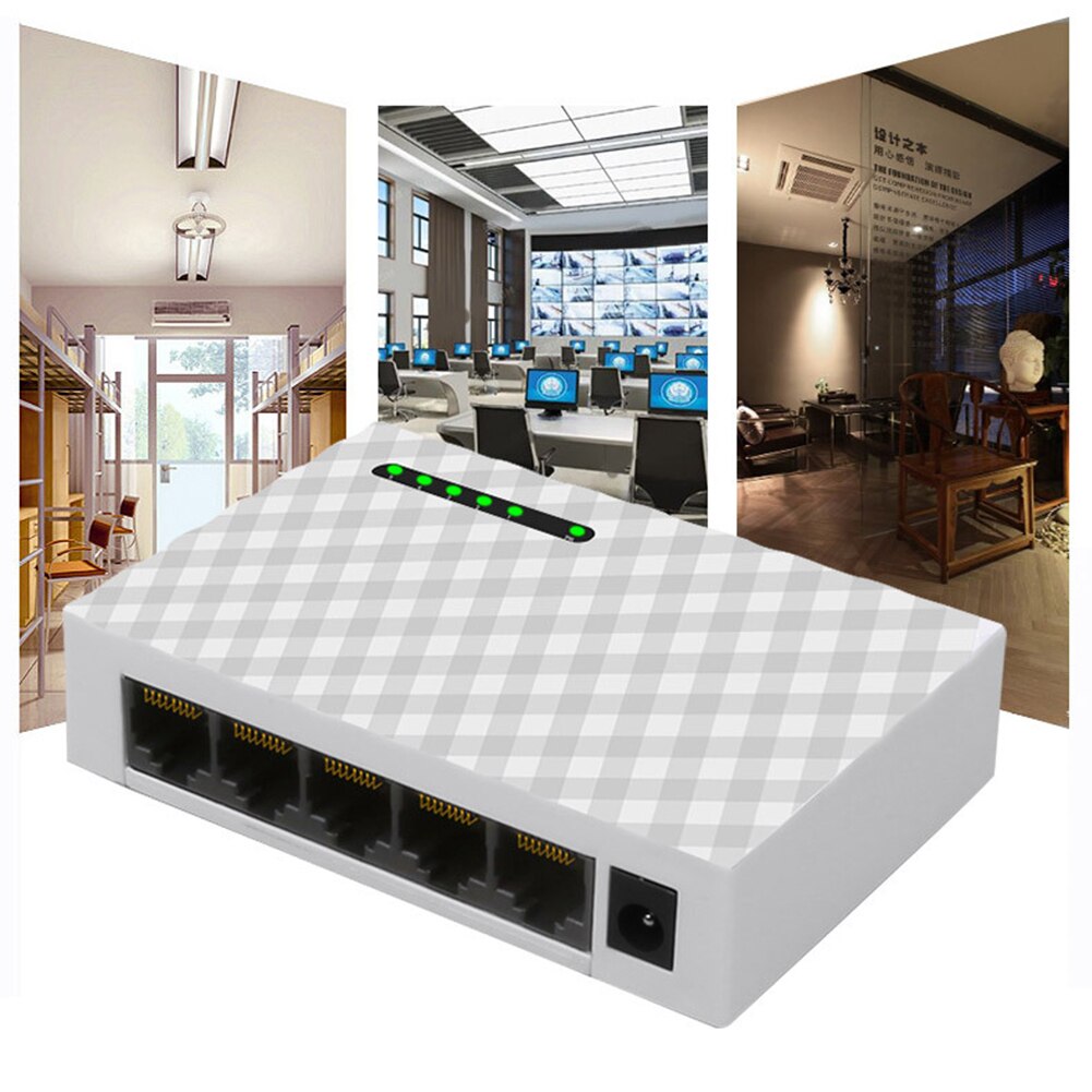 LAN di Plastica Desktop di Rete Accessori Ufficio Interruttore Hub di Monitoraggio a Casa Base Gigabit Ethernet Veloce 5 Porte Adattatore Dormitorio