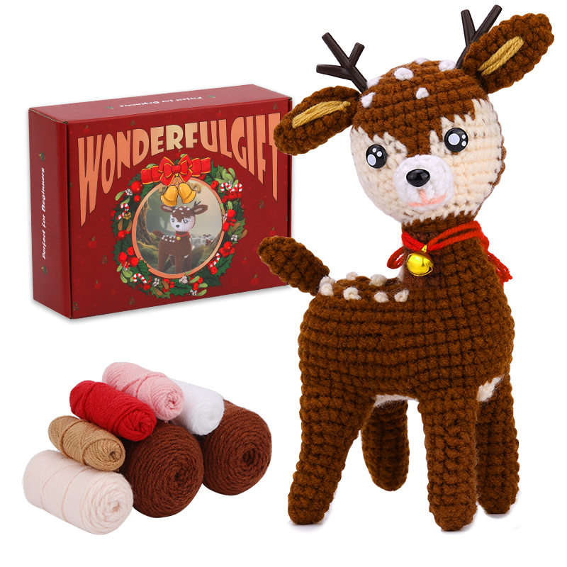 MIUSIE Kit de iniciación de ganchillo navideño, kit completo de tejido artesanal con hilos de ganchos de ganchillo, tutoriales de vídeo para de bricolaje: Verde oscuro