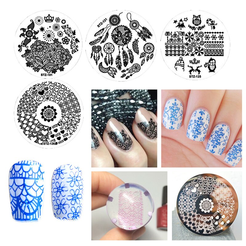 AddFavor Nail Stamping Template DIY Nail Polish Stamper Tool Stainless Steel Manicure Stamping Plate Gel Art Print Stamp Kits