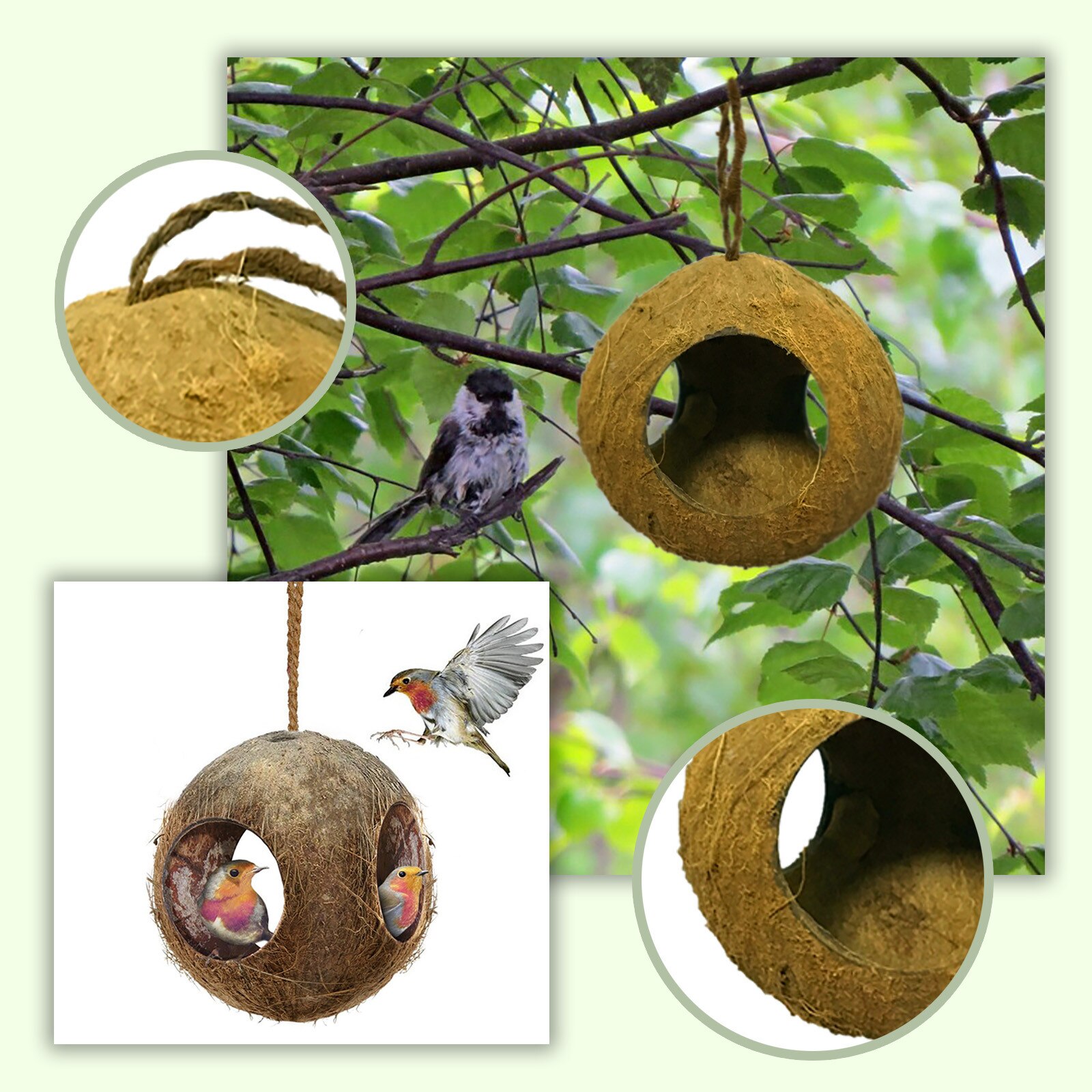 Natural Bird Housenatural Parrot House Hummingbird House Pet Parrot Comfortable Bird House Hanging Bird Nests Garden Decor
