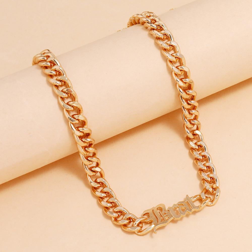 Sindlan 1Pc Übertrieben gotisch knapp Gold Halskette für Frauen Punk Hüfte-Pop Gör Wort unisex Kühlen Nacken schmuck Zubehör