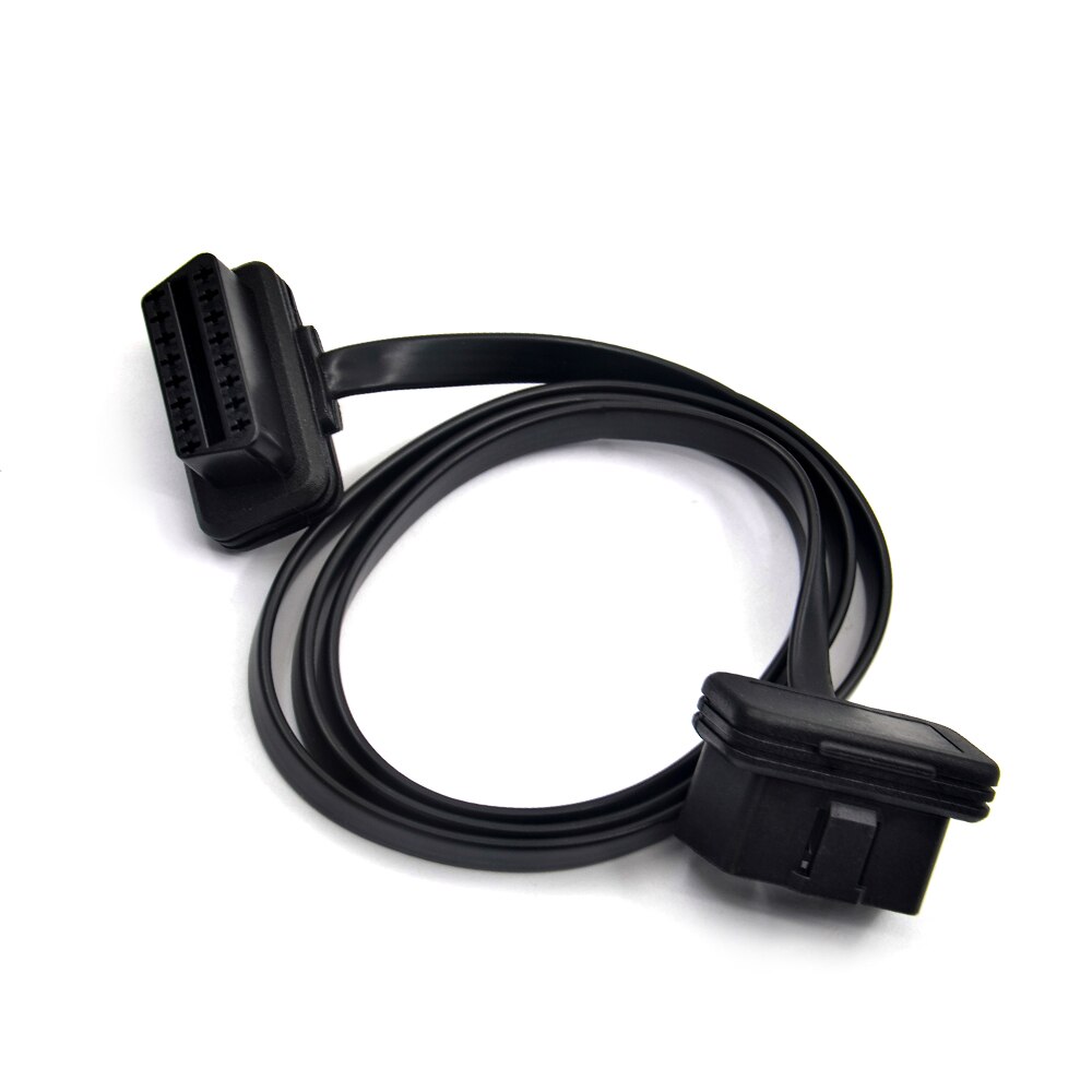 30/60/100Cm Platte + Dunne 16 Pin Socket Obd Obdii OBD2 16Pin Male Naar vrouwelijke Auto Scanner Verlengkabel 8Core Connector