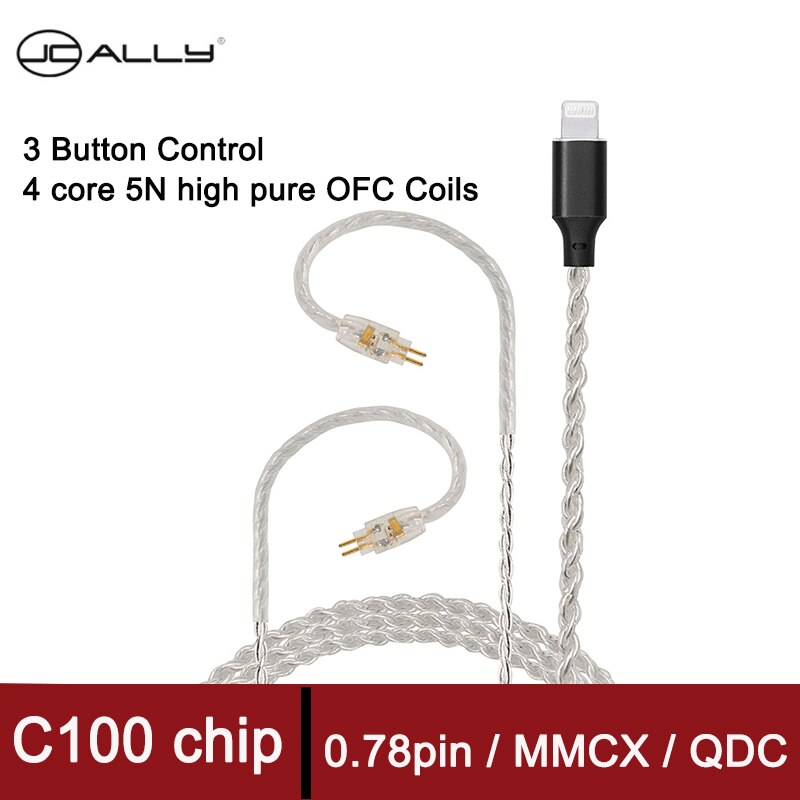 Oortelefoon Upgrade Kabel Qdc/Mmcx/0.78 For A Apple C100 Lightning 4 Core 5N Hoge Pure Ofc Kabel Mfi met Microfoon Voor Shure/Kz/Zsn/Fio