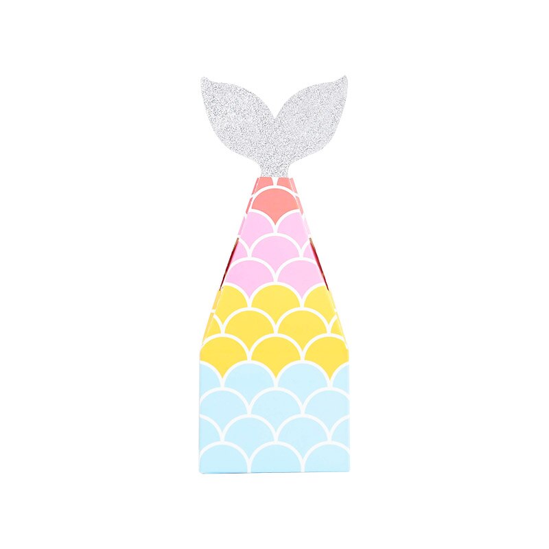 Boîtes en papier queue de sirène licorne 10 pièces/ensemble, boîtes à biscuits bonbons Popcorn, fournitures de décoration pour fête d&#39;anniversaire mariage enfants: set I