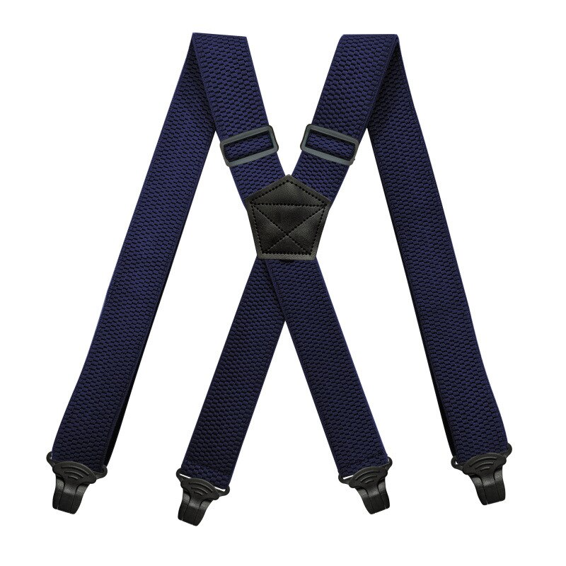 Deepeel-tirantes elásticos ajustables para hombre y adulto, suspensorio DE TRABAJO ancho con 4 clips, 3,5X120cm, 1 unidad: Navy-120cm