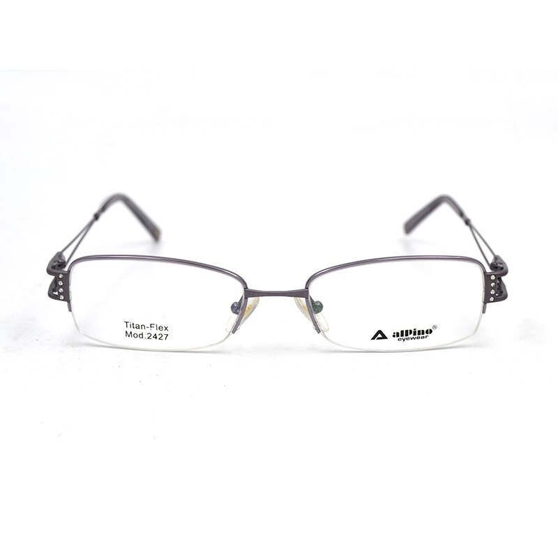 Crystal Decorated Woman Glasses Frames Semi Rim Titanium Hollow Out Temple Diamond Frame Women Prescription Eyeglasses D5