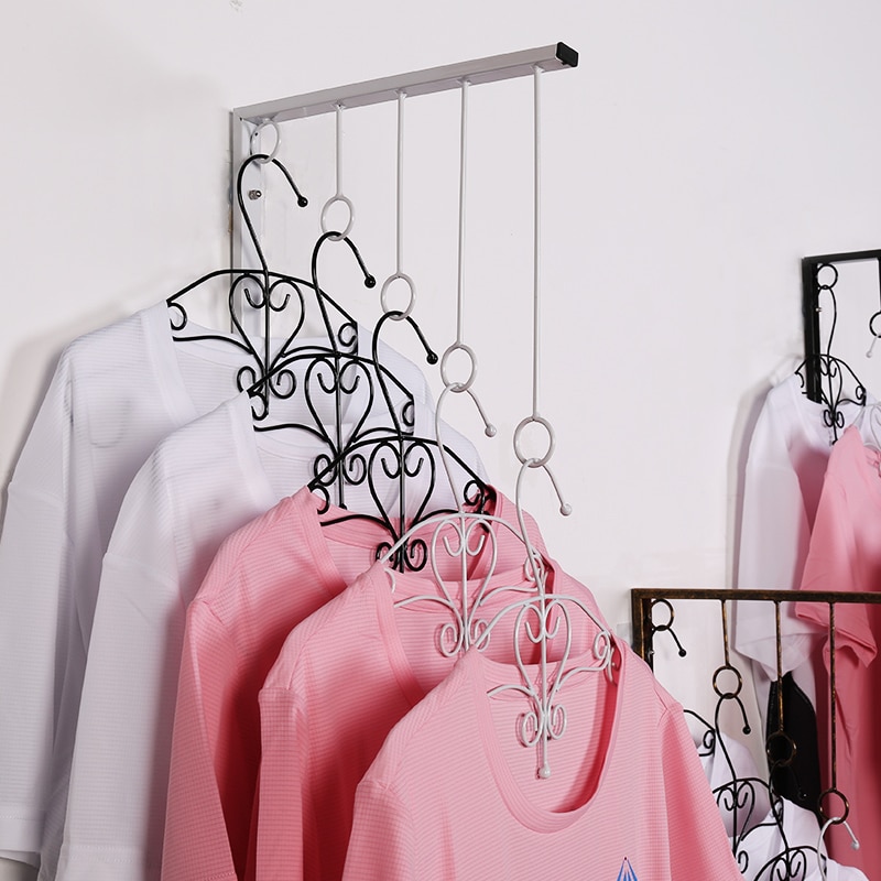 Clothes Hanger Wall Mounted Garment Racks 5 Ring Hanger Clothing Organizers Clothing Display Stand K888