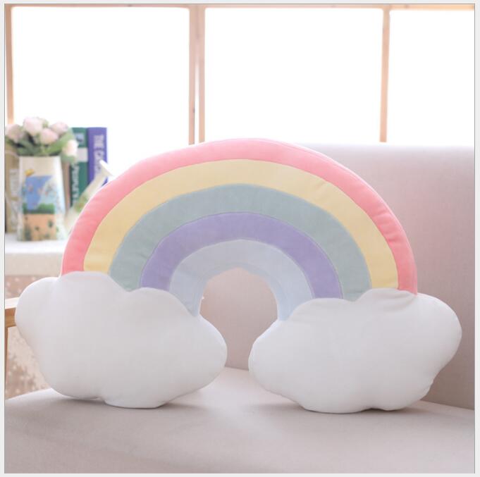 Mignon bonbons couronne nuage étoile lune arc-en-ciel oreiller rembourré doux coussin maison voiture décoration rose oreiller enfants d'anniversaire oreillers: 58x40x9 rainbow 1