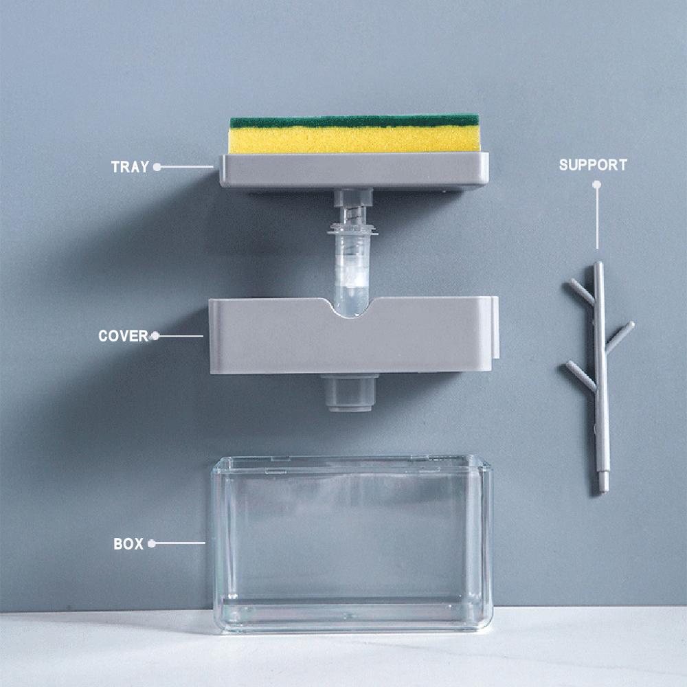 Soap Dispenser 2-in-1Sponge Rack Holder Organizer Soap and Sponge Container Storage shelf Soap Case Caddy Kitchen Tool