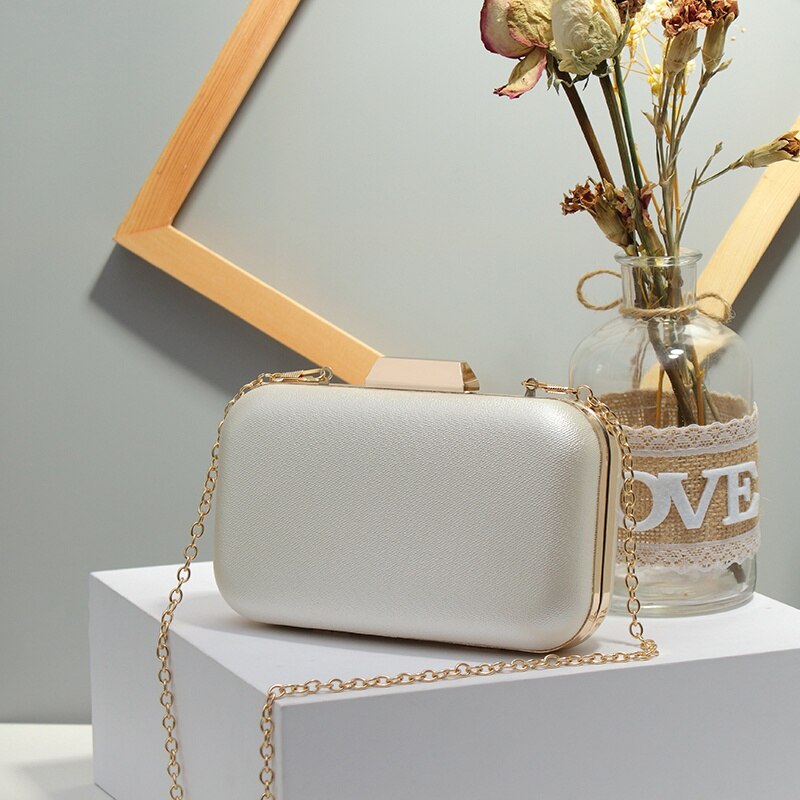 NYHED Women Wedding Ceremony Clutches Marriage Party Evening Chains Handbag Dinner Bag: Beige