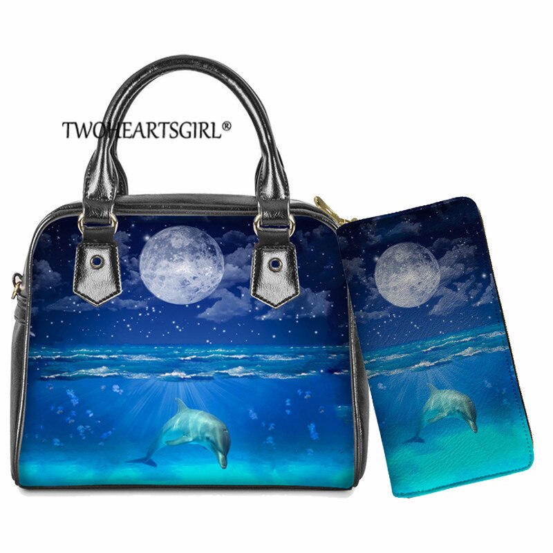 Twoheartsgirl Cute Animal Handbag borsa a tracolla Lady Dolphin Over Water Print borse a tracolla borsa per donna borse Bolsa Feminina: L5041DL-Z21