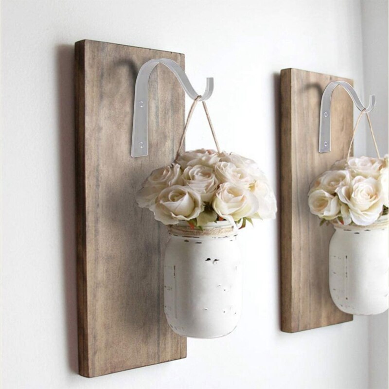 Applique murale suspendue en fer pour plantes et fleurs, support de Pot, support d&#39;étagère à crochet (blanc, 4 pièces)