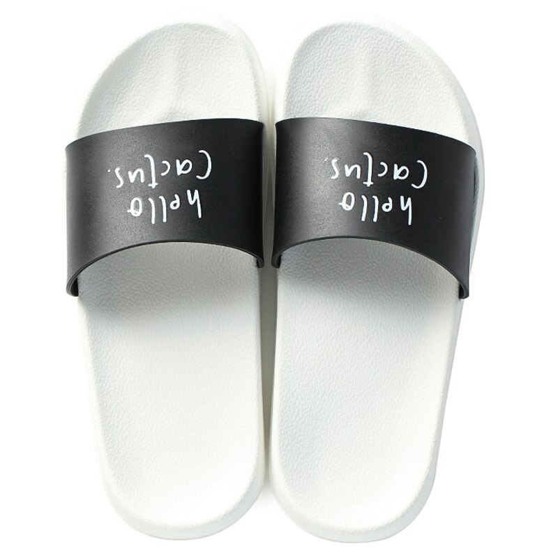Sommer kvinder slides flade hjemmesko slip på kvindelige strandsko sort hvide sandaler flip flops zapatillas mujer: 11.5