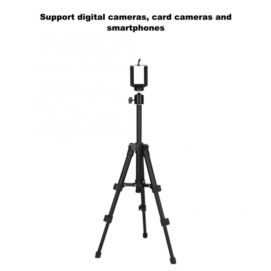 Black Portable Phone Tripod Stand Desktop Camera Ball Head Tripod Stand Holder + Mobile Phone Clip