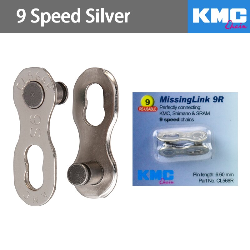 KMC – maillons de chaîne de vélo de route, 6/7/8/9/10/11 vitesses, une paire, or argent, pour Shimano: 9 speed Silver